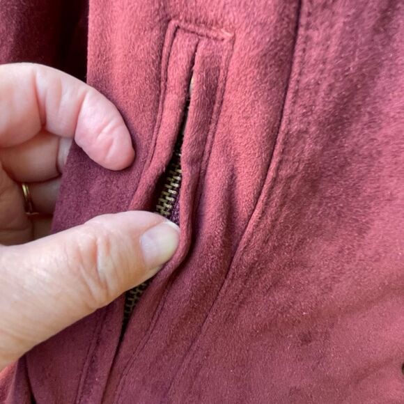 Promesa size M faux suede snap Front burgundy jackets - Picture 8 of 9